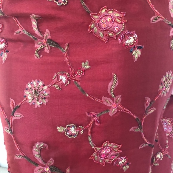 Vintage Burnt Orange Beaded Silk Skirt Suit Set. Rare find , nice workmanship. - Picture 5 of 15